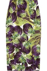 Dolce & Gabbana Eggplant Print Stretch Crepe Skirt