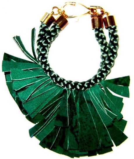 Elvira Sazesh Emerald Green Suede Bracelet in Green (emerald) - Lyst