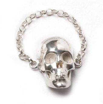 Leivankash Skulltana Chain Ring Silver - Lyst