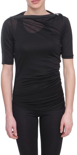 Mcq By Alexander Mcqueen Short Sleeve Tshirt with Zip On The Shoulders in Black - Lyst
