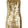 Moschino Pailletteembellished Crepe Mini Dress in Gold (black) - Lyst