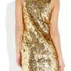 Moschino Pailletteembellished Crepe Mini Dress in Gold (black) - Lyst