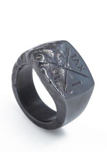 Smith/grey Ivy Noir Oxidised Mens Signet Ring - Lyst