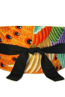 Uroco Obi Belt Jewelled Red Peacock Feather - Lyst