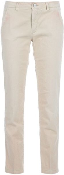 7 For All Mankind Cropped Jean in Beige - Lyst