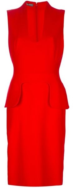 Alexander Mcqueen Sleeveless Dress in Red - Lyst