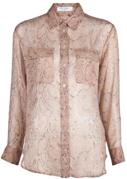 Equipment Signature Python Blouse in Beige (nude) - Lyst