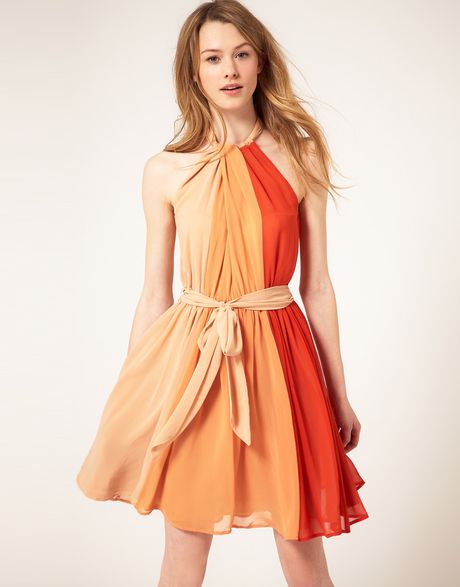 French Connection Tie Neck Dress in Multicolor (multi) - Lyst