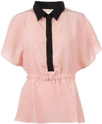  Contrast Collar Blouse 