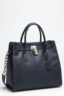 Michael by Michael Kors Hamilton Silvertone Chain Large Vertical Tote - Lyst
