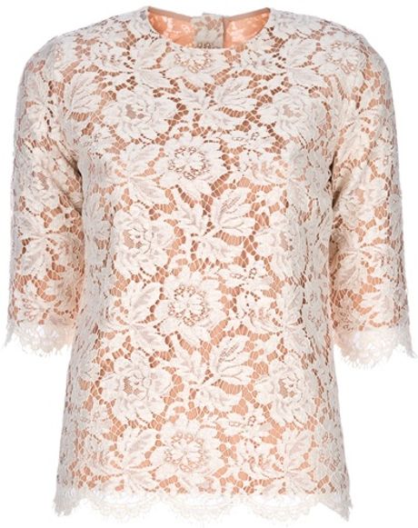 Stella Mccartney Lace Top in Beige (nude) - Lyst