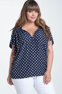 Vince Camuto Dot Drawstring Sleeve Blouse - Lyst