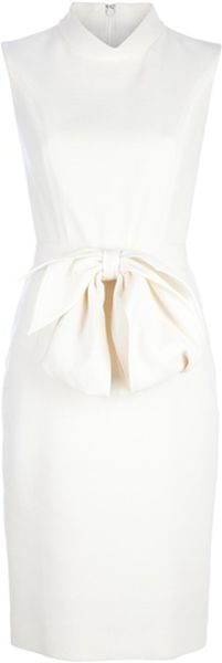Yves Saint Laurent Belted Bow Dress in White (ivory) - Lyst