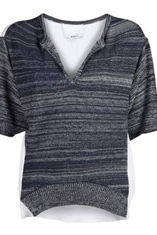 3.1 Phillip Lim Marled Split Neck T-Shirt - Lyst