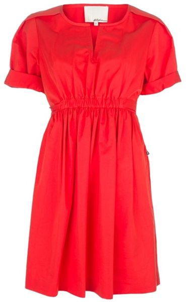 3.1 Phillip Lim Short Sleeved Dress in Red (orange) - Lyst