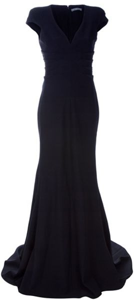 Alexander Mcqueen Pleated Long Dress in Black - Lyst