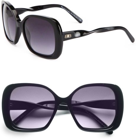 Balenciaga Square Twisted Temple Sunglasses in Black - Lyst