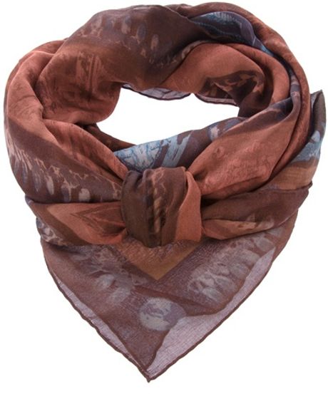 Balmain Printed Scarf in Multicolor (brown) - Lyst