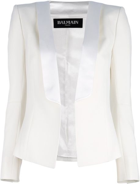 Balmain Structured Blazer in White - Lyst