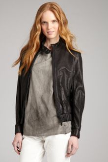 Bottega Veneta Black Leather Motorcycle Jacket with Zip Sleeves - Lyst
