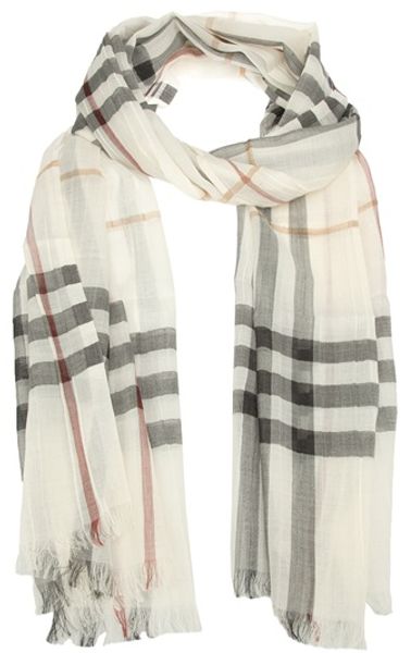 Burberry Checked Scarf in Beige - Lyst
