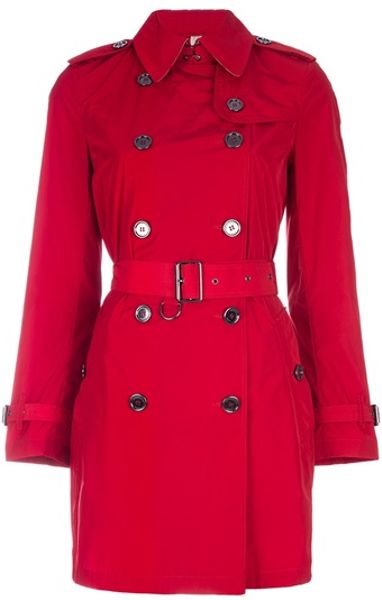 Burberry Brit Trench Coat in Red - Lyst