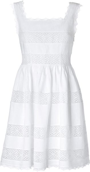 Collette By Collette Dinnigan Romantic White Cotton Dress - Lyst