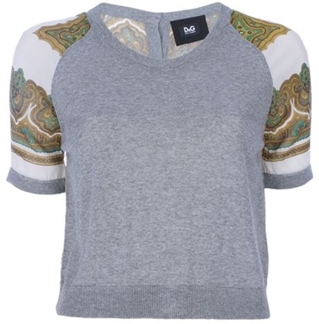 D&g Silk Panel Top in Gray (grey) - Lyst
