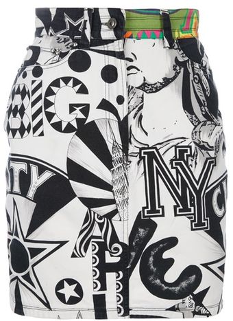 Gianni Versace Vintage Printed Denim Skirt - Lyst