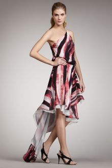 Halston Heritage Striped Oneshoulder Gown - Lyst