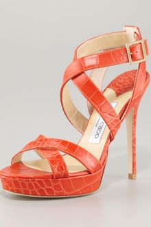 Jimmy Choo Vamp Crisscross Patent Sandal - Lyst