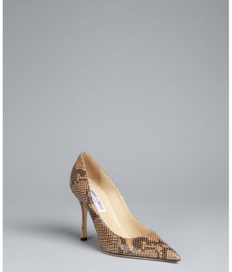  Nude Snake Embossed Leather Lizzy Pumps 