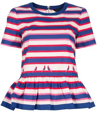Marc By Marc Jacobs Striped Peplum Top - Lyst