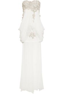 Marchesa Embellished Silkcrepe Strapless Gown - Lyst