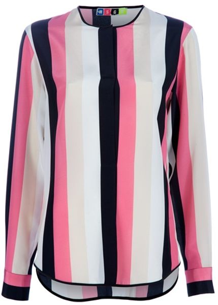 Msgm Long Sleeve Blouse in Pink - Lyst