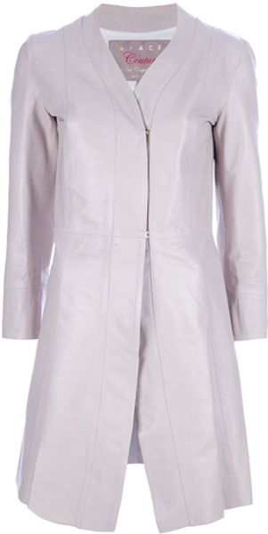Space Leather Coat in Beige (natural) - Lyst