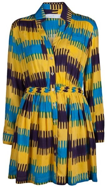 Thakoon Addition Gathered Waist Shirtdress in Yellow - Lyst
