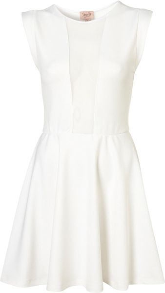 Topshop Mesh Insert Skater Dress By Dress Up in White - Lyst