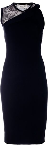 Valentino Lace Detailed Dress in Black - Lyst