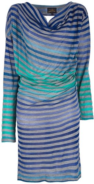 Vivienne Westwood Anglomania Draped Dress in Blue (grey) - Lyst