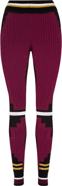 Alexander Wang Knitted Paneled Leggingsstyle Pants in Brown (berry) - Lyst