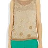 Alice + Olivia Embellished Silkchiffon Top in Beige (nude) - Lyst