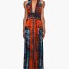 Balmain Long Printed Silk Dress in Multicolor (orange) - Lyst