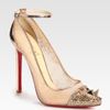 Christian Louboutin Picks Co Crystal Stud Embellished  Leather Pumps in Gold (nude) - Lyst