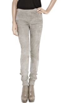 Donna Karan New York Suede and Stretch Cotton Skinny Pants - Lyst
