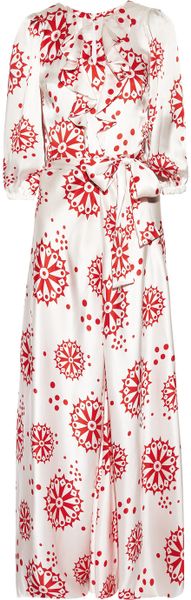 Duro Olowu Printed Silksatin Gown in White - Lyst