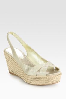 Elie Tahari Amanda Metallic Leather Espadrille Wedge Sandals - Lyst