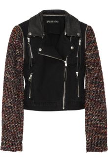 Elizabeth And James New Rory Bouclésleeved Denim Biker Jacket - Lyst