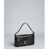 Fendi Black Leather Logo Buckle Baguette in Black - Lyst