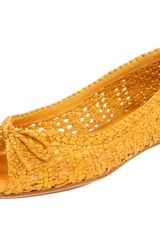 Frye Womens Malorie Woven Peep Flat